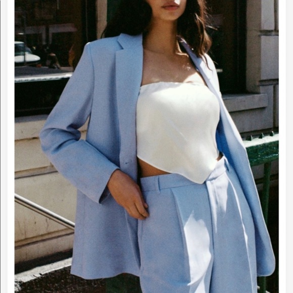 Zara Straight Cut Blazer Bloggers Favorite In Blue XS - Picture 4 of 13